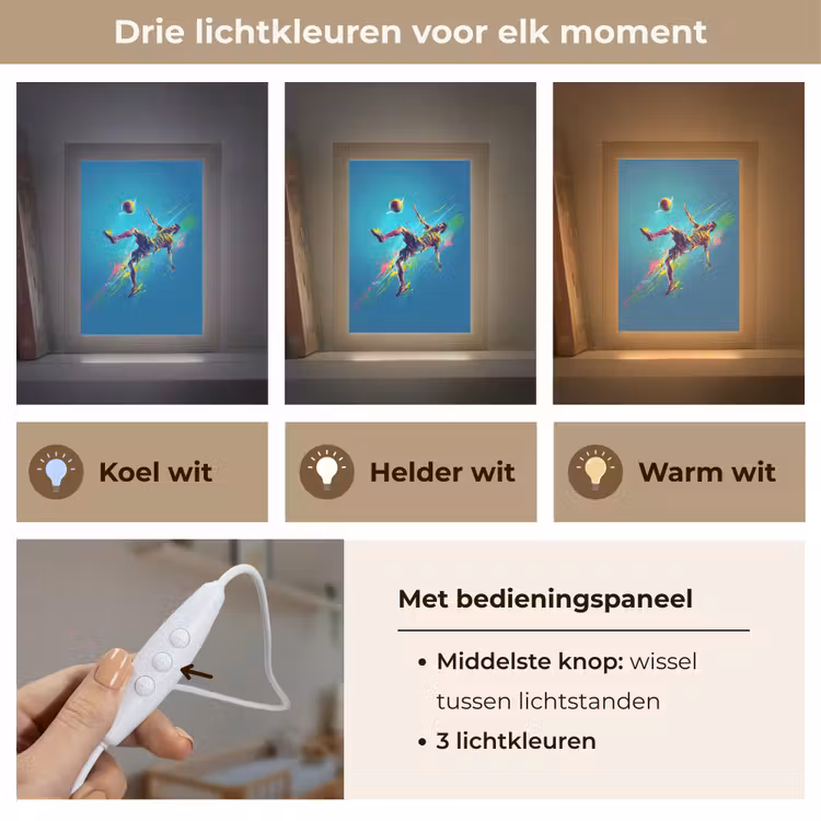 Voetballer - Verfspatten - Kleurrijk - Bal Light Box met kabel klein -USP_lichtkleurNL