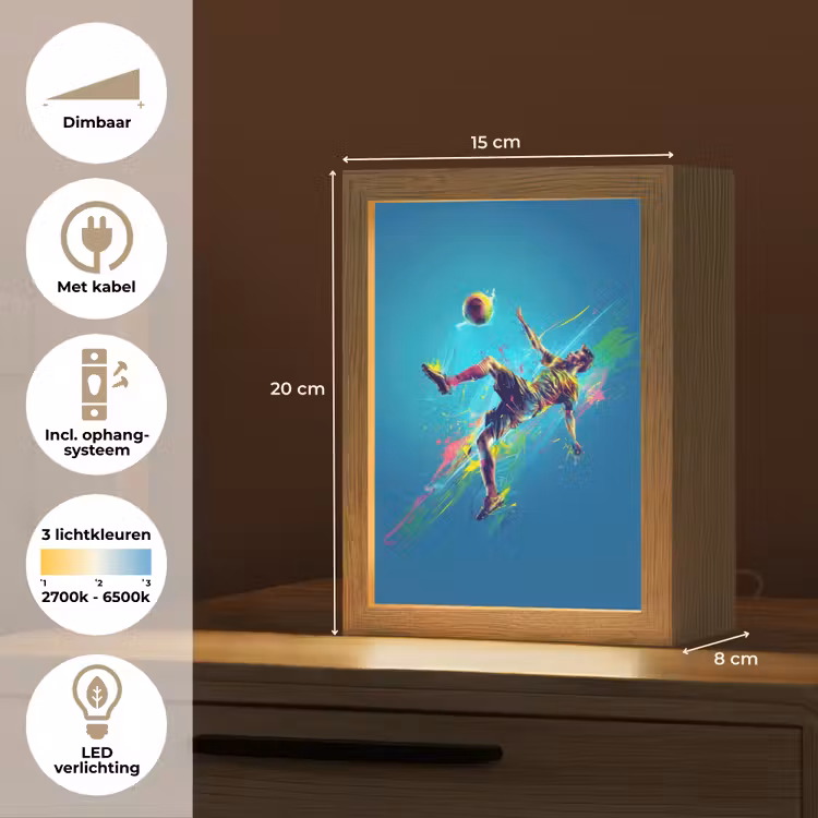 Voetballer - Verfspatten - Kleurrijk - Bal Light Box met kabel klein -USP_NL
