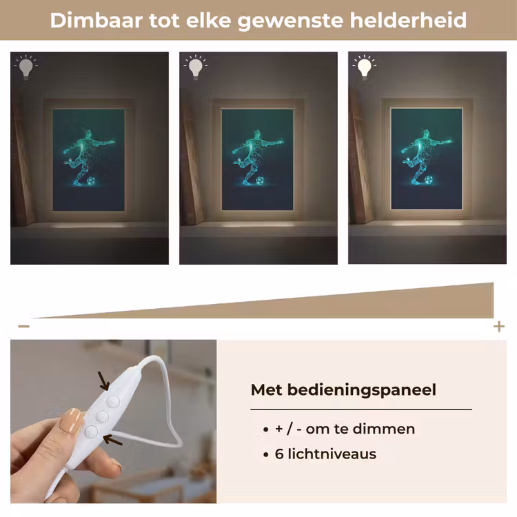 Voetballer - Trap - Blauw - Digitaal Light Box met kabel klein -USP_dimbaarNL