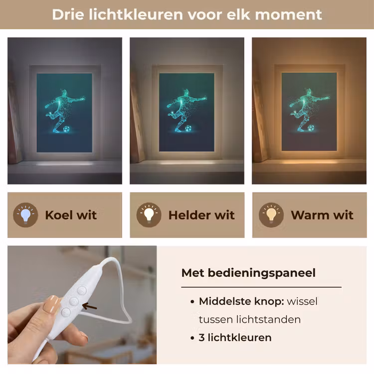 Voetballer - Trap - Blauw - Digitaal Light Box met kabel klein -USP_lichtkleurNL