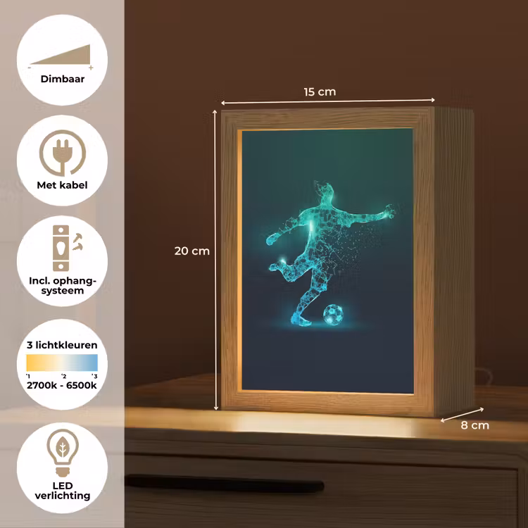 Voetballer - Trap - Blauw - Digitaal Light Box met kabel klein -USP_NL