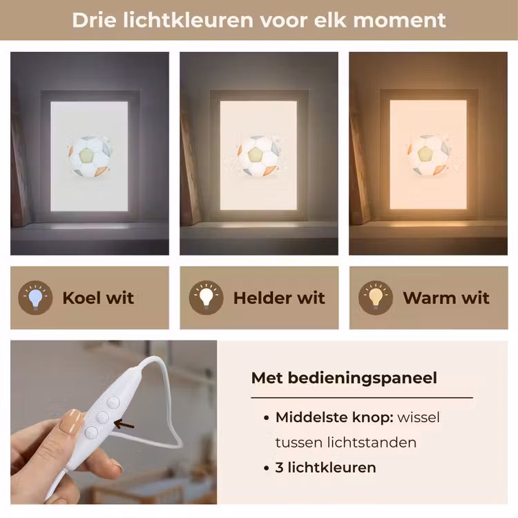 Voetbal - Rond - Pastel - Stippen Light Box met kabel klein -USP_lichtkleurNL