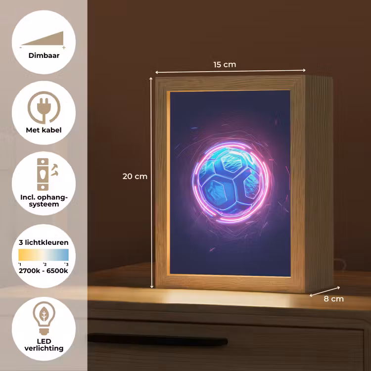 Voetbal - Sport - Blauw - Paars Light Box met kabel klein -USP_NL
