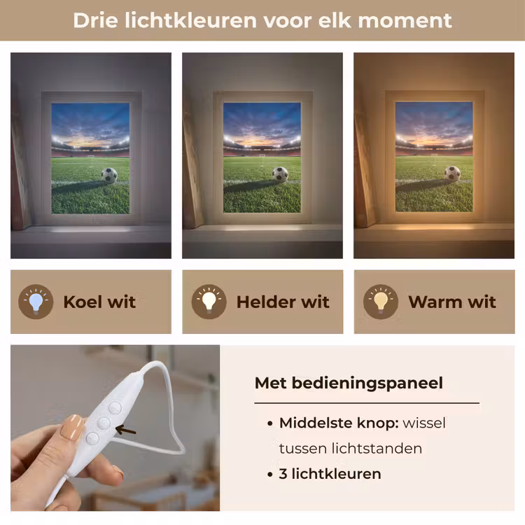 Voetbal - Stadion - Sport - Groen Light Box met kabel (Kinderlampje) klein -USP_lichtkleurNL