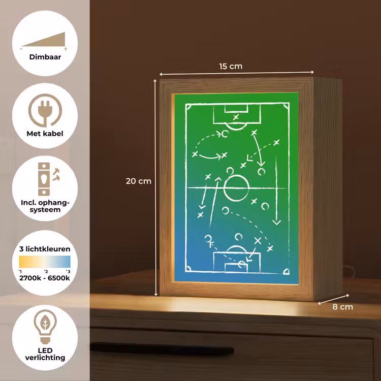 Voetbal - Tactiek - Spel - Groen - Blauw Light Box met kabel klein -USP_NL
