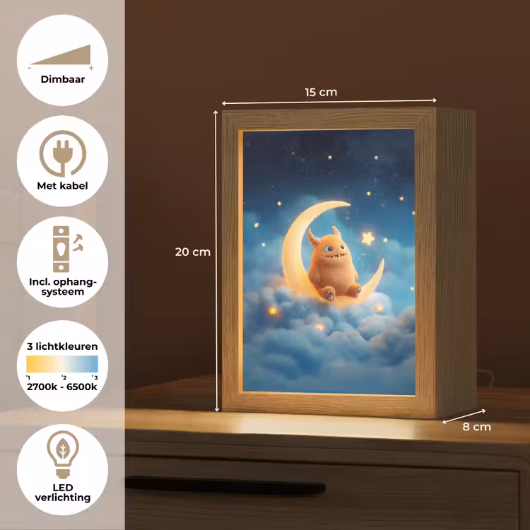 Knuffel - Monster - Maan - Wolken Light Box met kabel klein -USP_NL
