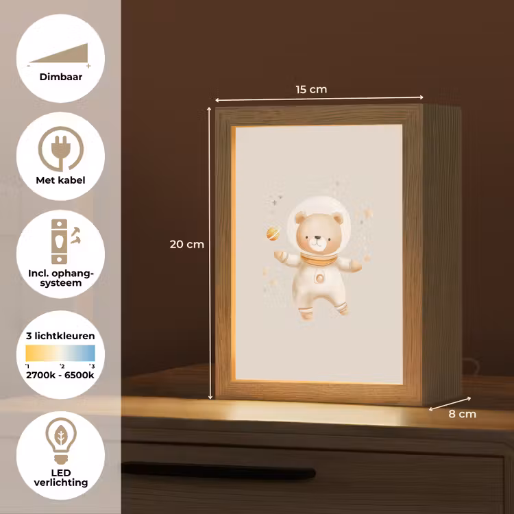 Ruimtebeer - Sterren - Beige Light Box met kabel klein -USP_NL