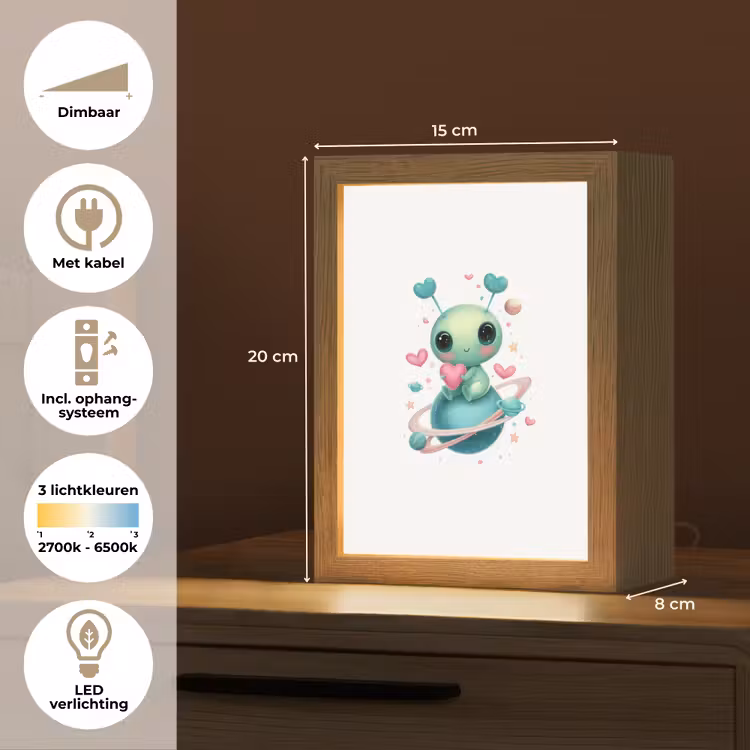 Ruimte - Wezen - Hartjes - Planeet Light Box met kabel klein -USP_NL