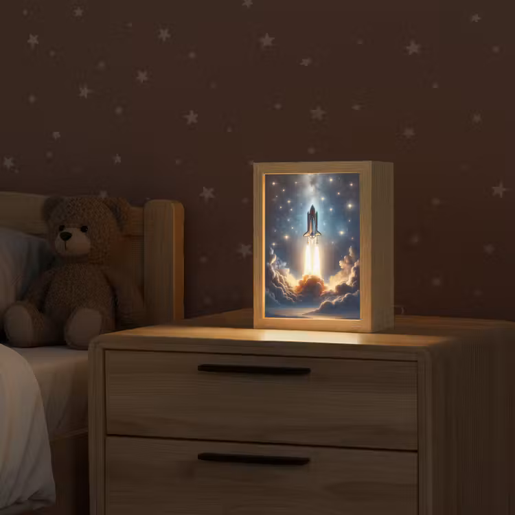 Ruimtevaart - Raket - Space - Sterren Light Box met kabel klein -sfeer1_kind