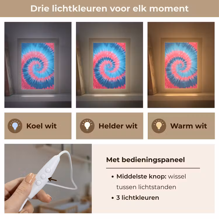 Spiraal - Roze - Draaiend Light Box met kabel klein -USP_lichtkleurNL