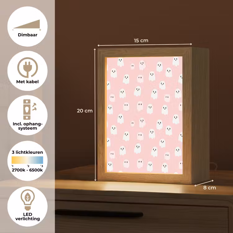 Spookjes - Patroon - Roze Light Box met kabel (Kinderlampje) klein 904 -USP_NL