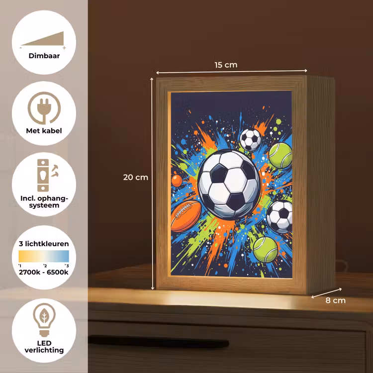 Sport - Ballen - Kleurrijk Light Box met kabel (Kinderlampje) klein -USP_NL