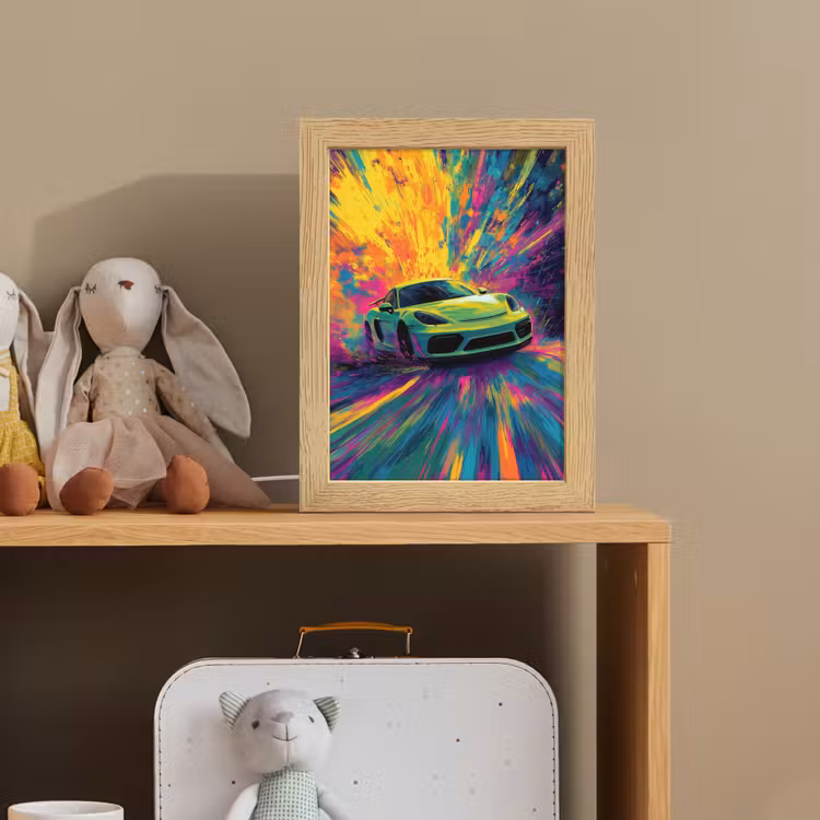 Sportauto - Groen - Verfstrepen - Kleuren Light Box met kabel klein -sfeer2_kind