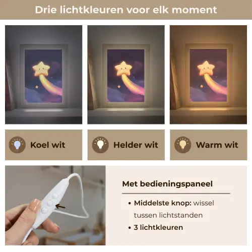 Ster - Gezichtje - Lichtgevend Light Box met kabel klein -USP_lichtkleurNL