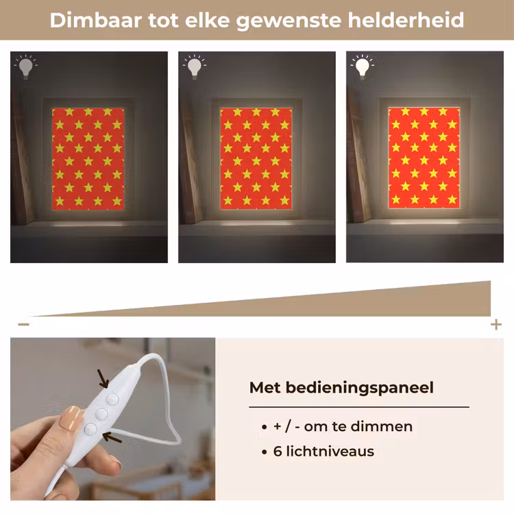 Ster - Patroon - Geel Light Box met kabel (Kinderlampje) klein 904 -USP_dimbaarNL
