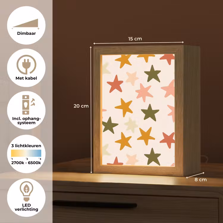 Sterren - Patroon - Kleurrijk Light Box met kabel (Kinderlampje) klein 904 -USP_NL