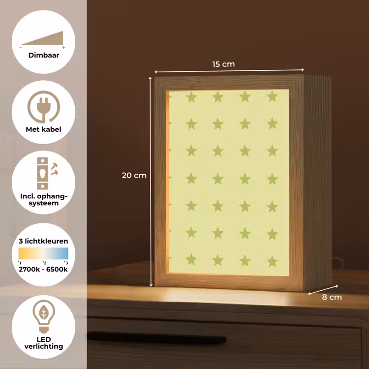 Sterren - Patroon - Groen Light Box met kabel (Kinderlampje) klein 904 -USP_NL