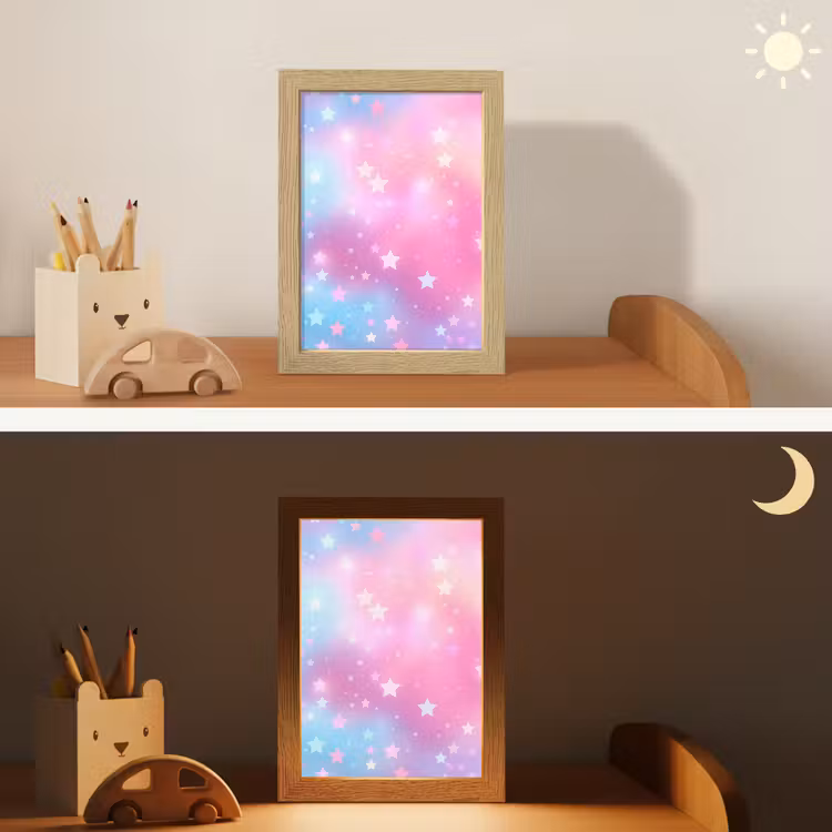 Sterren - Roze - Blauw Light Box met kabel klein -sfeer3_kind