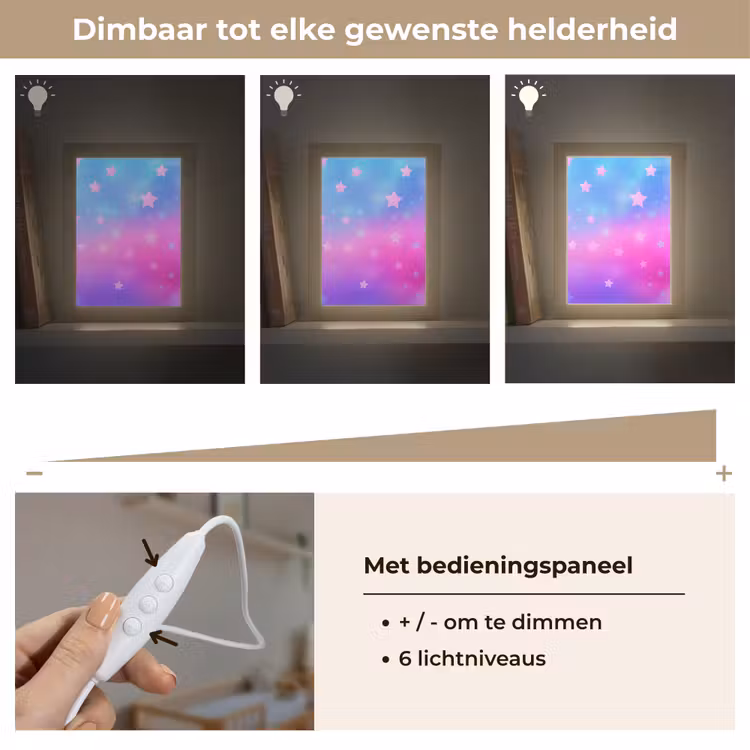 Sterren - Roze - Blauw Light Box met kabel klein -USP_dimbaarNL