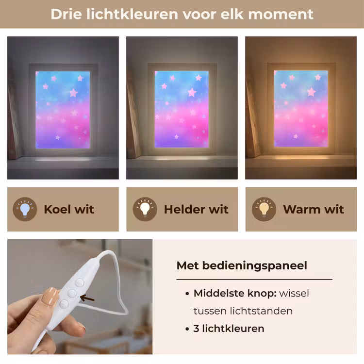 Sterren - Roze - Blauw Light Box met kabel klein -USP_lichtkleurNL
