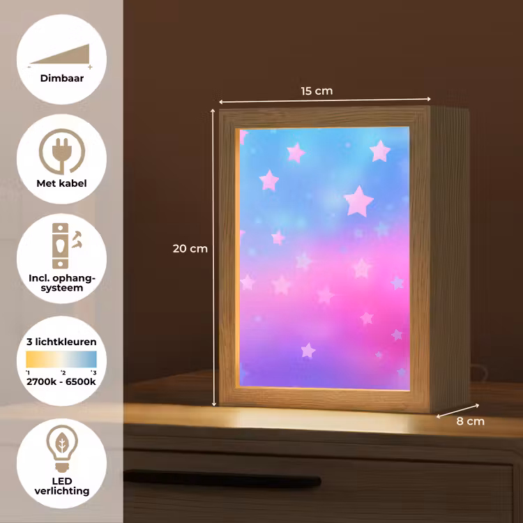 Sterren - Roze - Blauw Light Box met kabel klein -USP_NL