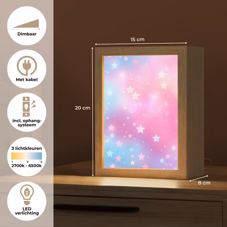 Sterren - Roze - Blauw Light Box met kabel klein -USP_NL