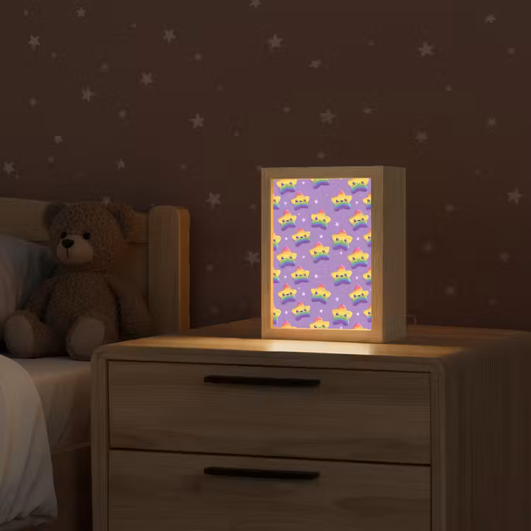 Sterren - Regenboog - Paars Light Box met kabel (Kinderlampje) klein 904 -sfeer1_kind