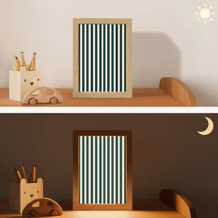 Strepen - Klassiek - Groen Light Box met kabel (Kinderlampje) klein 904 -sfeer3_kind