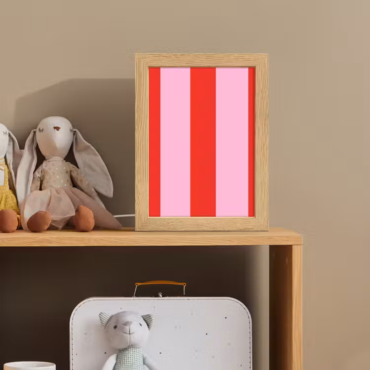 Strepen - Klassiek - Roze Light Box met kabel (Kinderlampje) klein 904 -sfeer2_kind