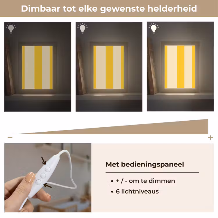 Strepen - Klassiek - Geel Light Box met kabel (Kinderlampje) klein 904 -USP_dimbaarNL