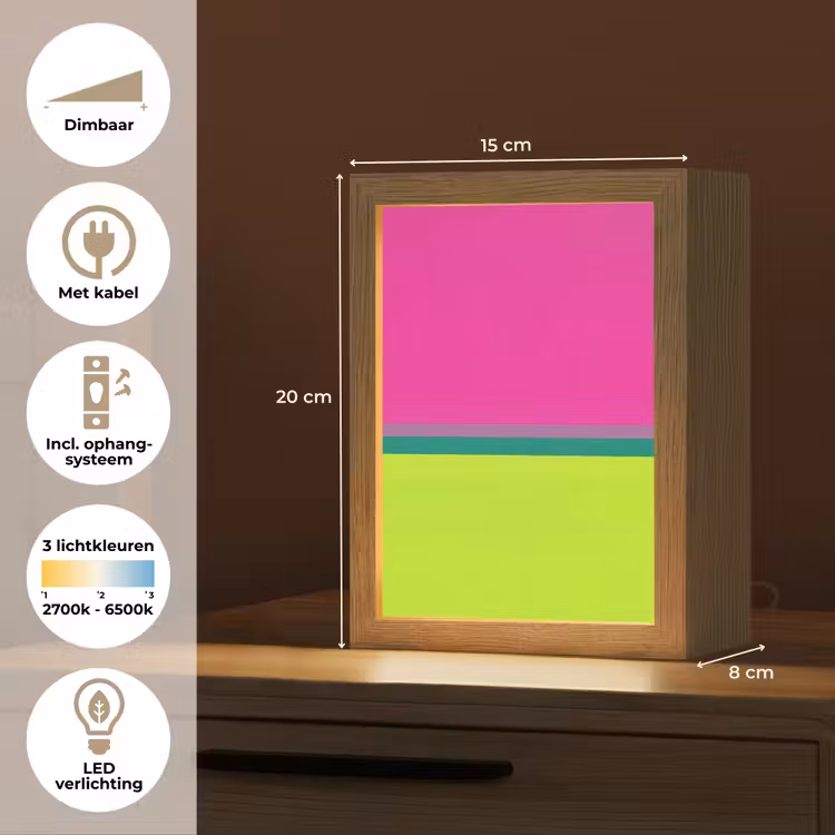 Strepen - Modern - Kleurrijk Light Box met kabel (Kinderlampje) klein -USP_NL