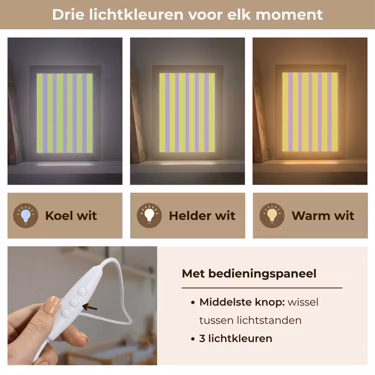 Strepen - Patroon - Groen Light Box met kabel (Kinderlampje) klein 904 -USP_lichtkleurNL