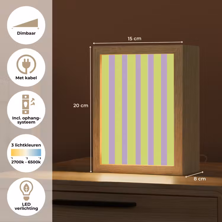 Strepen - Patroon - Groen Light Box met kabel (Kinderlampje) klein 904 -USP_NL