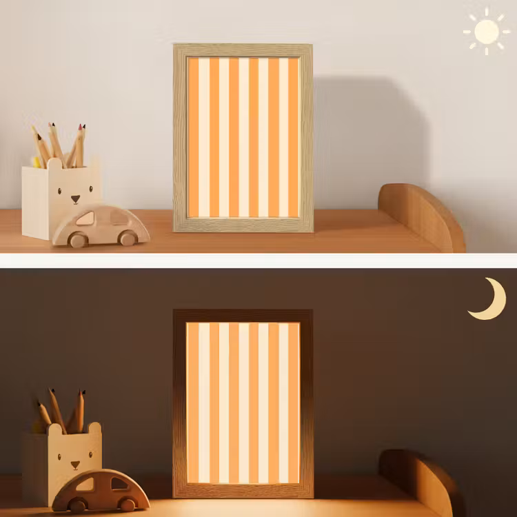 Strepen - Patroon - Oranje Light Box met kabel (Kinderlampje) klein 904 -sfeer3_kind