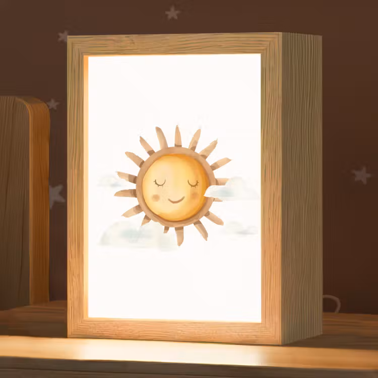 Zon - Wolken - Pastel kleuren Light Box met kabel klein -zzz_3d_website