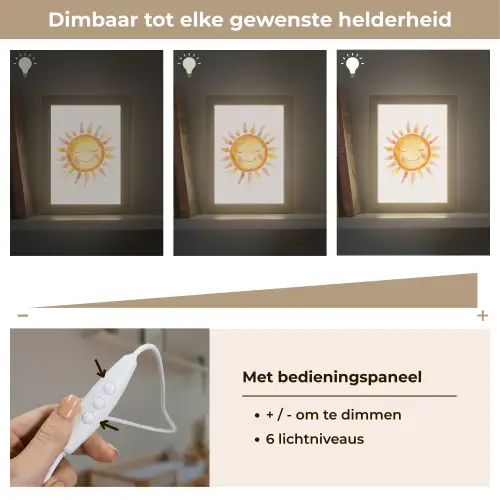 Zon - Watercolor - Geel Light Box met kabel klein -USP_dimbaarNL