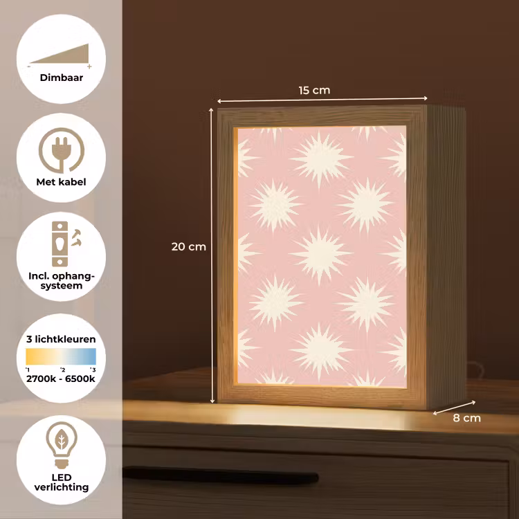 Zonnen - Patroon - Roze Light Box met kabel (Kinderlampje) klein 904 -USP_NL