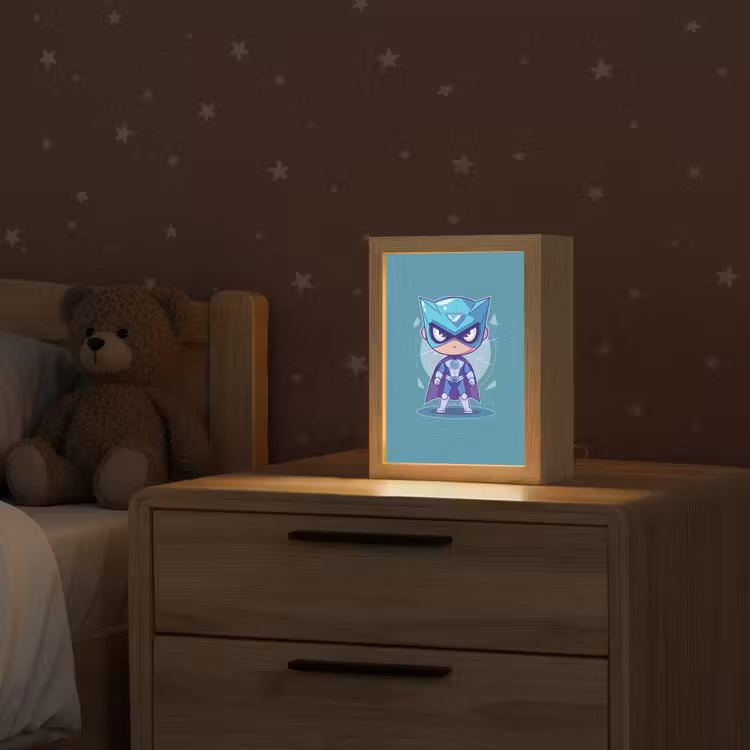 Superheld - Blauw - Jongens Light Box met kabel klein -sfeer1_kind