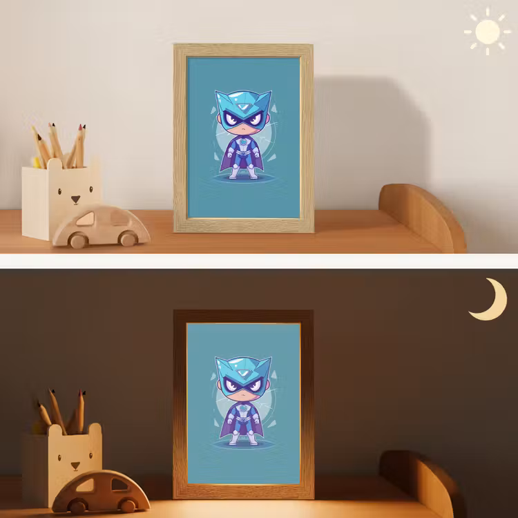 Superheld - Blauw - Jongens Light Box met kabel klein -sfeer3_kind