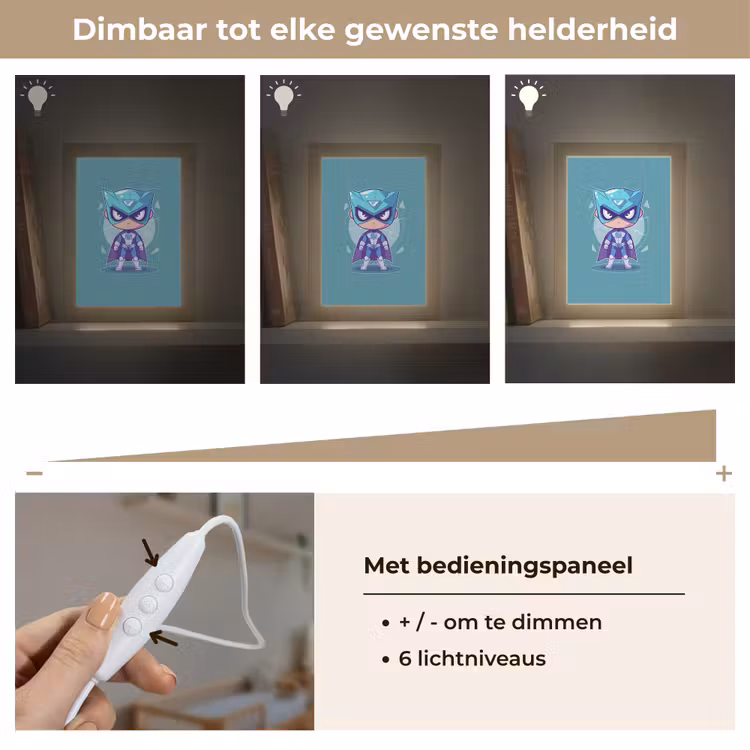 Superheld - Blauw - Jongens Light Box met kabel klein -USP_dimbaarNL
