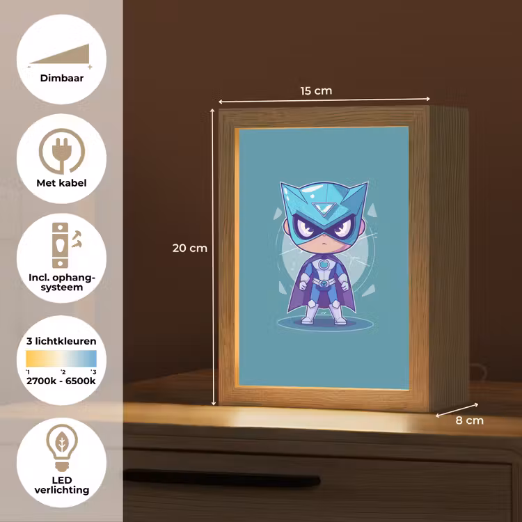 Superheld - Blauw - Jongens Light Box met kabel klein -USP_NL