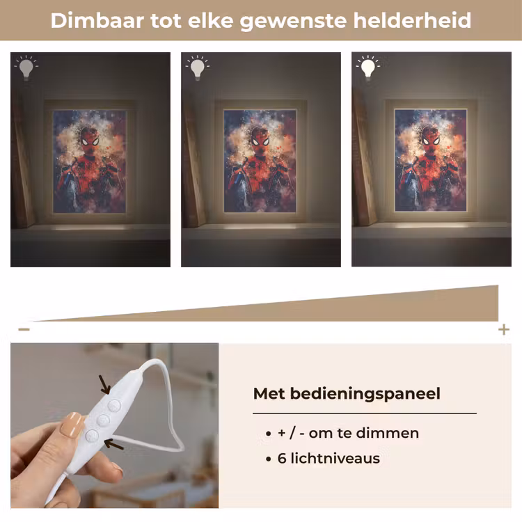 Superheld - Jongens - Rook - Kleuren Light Box met kabel klein -USP_dimbaarNL