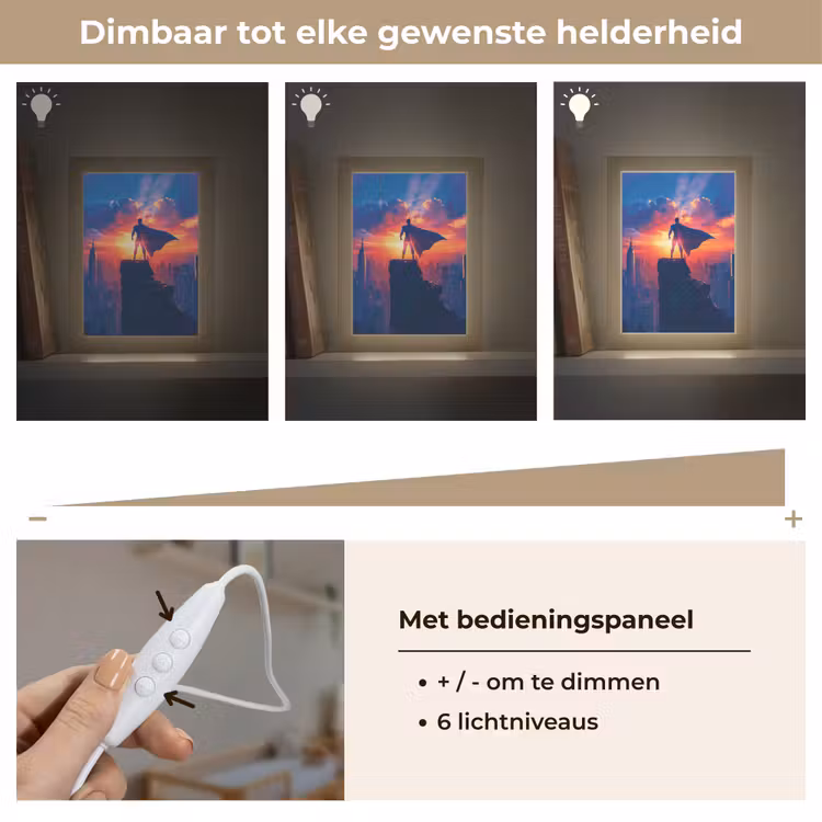 Superheld - Stad - Jongens - Kleurrijk - Zon Light Box met kabel klein -USP_dimbaarNL