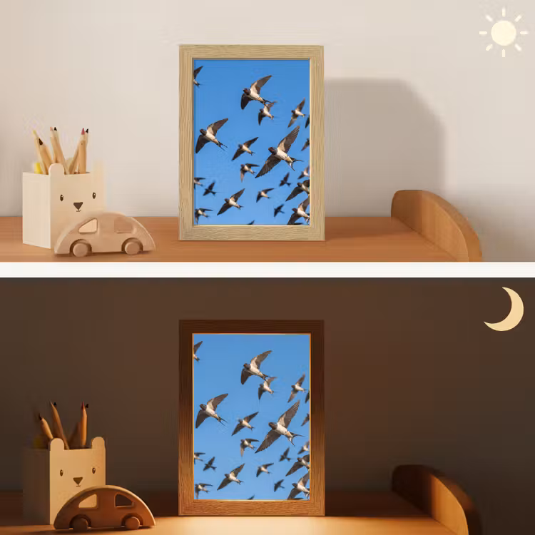Zwaluwen - Vliegen - Blauw Light Box met kabel (Kinderlampje) klein -sfeer3_kind