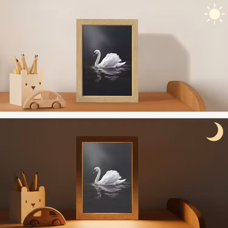Zwaan - Water - Natuur - Realistisch - Wit Light Box met kabel (Kinderlampje) klein -sfeer3_kind
