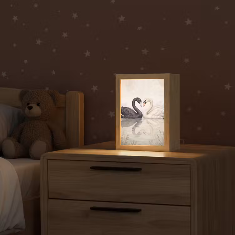 Zwanen - Hartvorm - Dieren Light Box met kabel (Kinderlampje) klein -sfeer1_kind