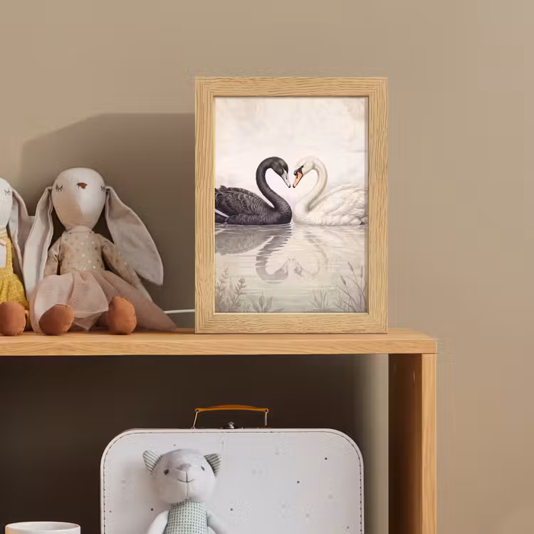 Zwanen - Hartvorm - Dieren Light Box met kabel (Kinderlampje) klein -sfeer2_kind