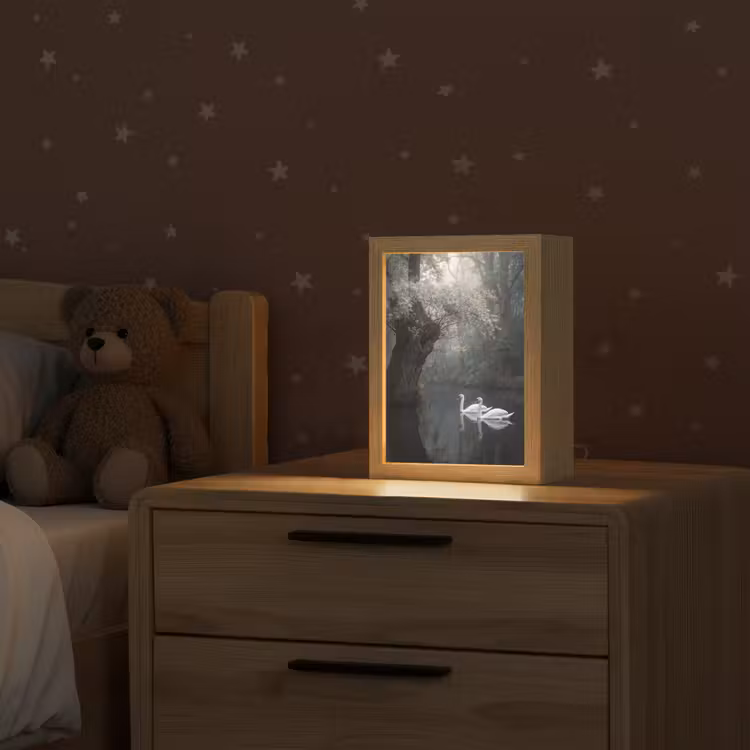 Zwanen - Rivier - Bos Light Box met kabel (Kinderlampje) klein -sfeer1_kind