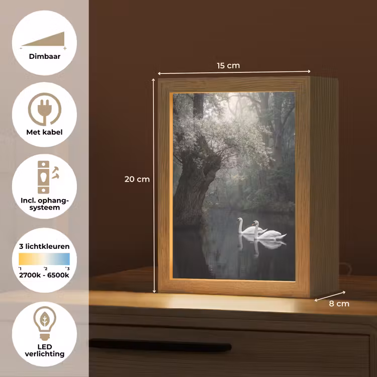 Zwanen - Rivier - Bos Light Box met kabel (Kinderlampje) klein -USP_NL