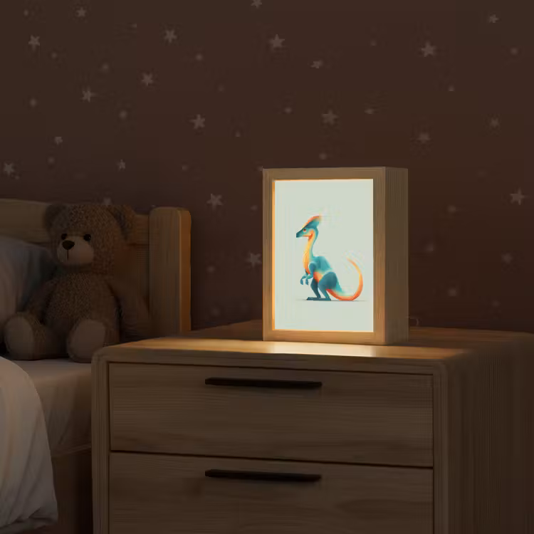 Staart - Dino - Minimalistisch - Blauw Light Box met kabel klein -sfeer1_kind